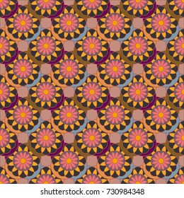 New color seamless pattern with many flower.