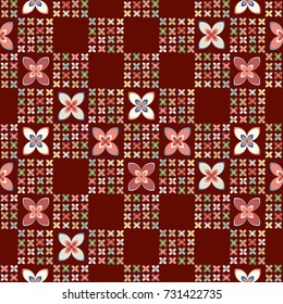 New color seamless pattern with many flower.