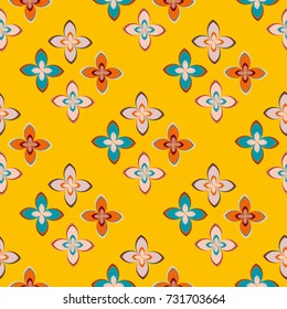 New color seamless pattern with many flower.