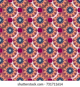 New color seamless pattern with many flower.