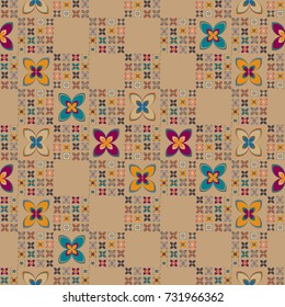 New color seamless pattern with many flower.