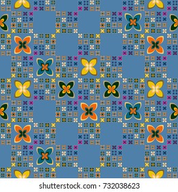 New color seamless pattern with many flower.