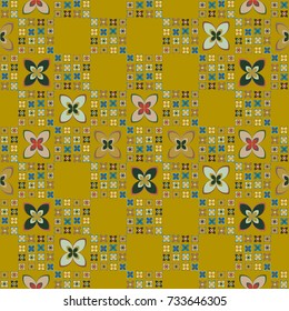 New color seamless pattern with many flower.