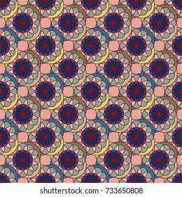 New color seamless pattern with many flower.