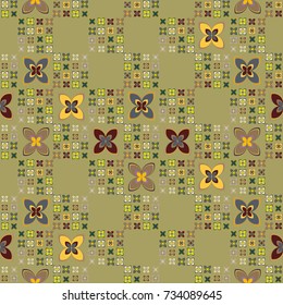 New color seamless pattern with many flower.