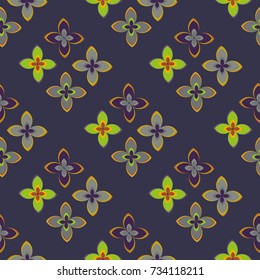 New color seamless pattern with many flower.