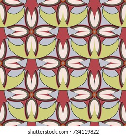 New color seamless pattern with many flower.