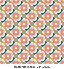 New color seamless pattern with many flower.