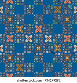 New color seamless pattern with many flower.