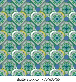 New color seamless pattern with many flower.
