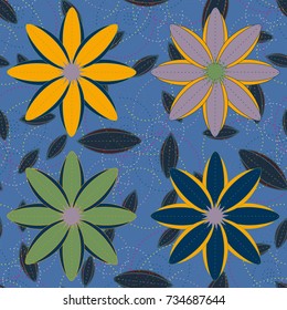 New color seamless pattern with many flower.