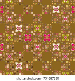 New color seamless pattern with many flower.