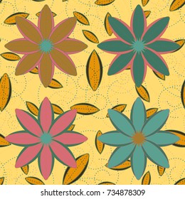 New color seamless pattern with many flower.