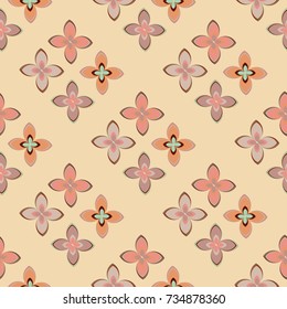 New color seamless pattern with many flower.
