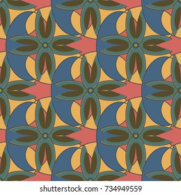 New color seamless pattern with many flower.