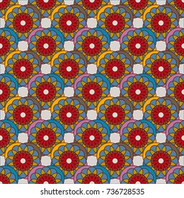 New color seamless pattern with many flower.
