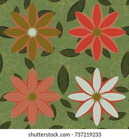 New color seamless pattern with many flower.