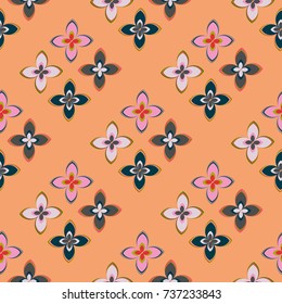 New color seamless pattern with many flower.