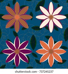 New color seamless pattern with many flower.