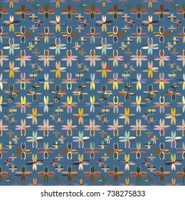 New color seamless pattern with many flower.