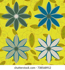 New color seamless pattern with many flower.