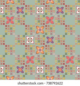 New color seamless pattern with many flower.