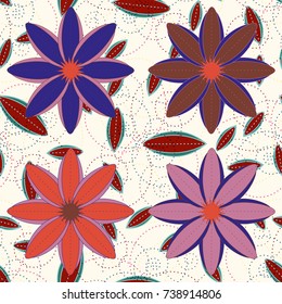 New color seamless pattern with many flower.