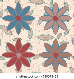 New color seamless pattern with many flower.