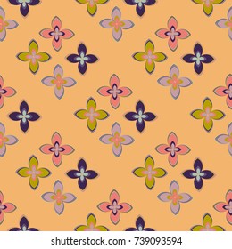 New color seamless pattern with many flower.