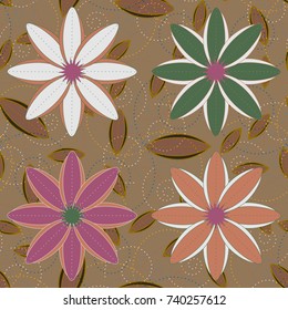 New color seamless pattern with many flower.