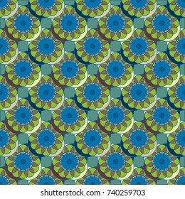 New color seamless pattern with many flower.