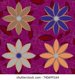 New color seamless pattern with many flower.