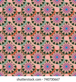 New color seamless pattern with many flower.