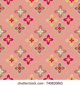 New color seamless pattern with many flower.