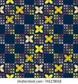 New color seamless pattern with many flower.