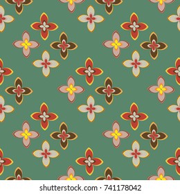 New color seamless pattern with many flower.