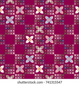 New color seamless pattern with many flower.