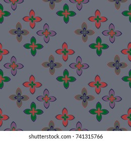 New color seamless pattern with many flower.