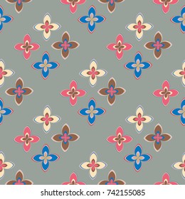 New color seamless pattern with many flower.