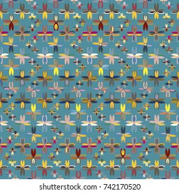 New color seamless pattern with many flower.