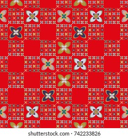 New color seamless pattern with many flower.