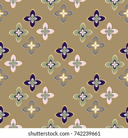 New color seamless pattern with many flower.
