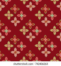 New color seamless pattern with many flower.