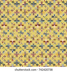 New color seamless pattern with many flowers.