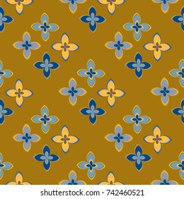 New color seamless pattern with many flower.