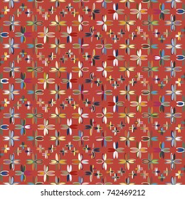 New color seamless pattern with many flower.