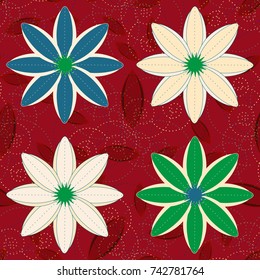 New color seamless pattern with many flower.