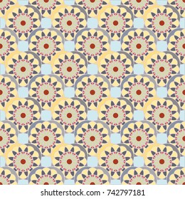 New color seamless pattern with many flower.