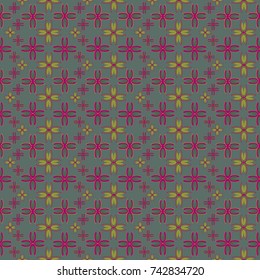 New color seamless pattern with many flower.