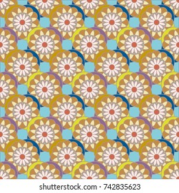 New color seamless pattern with many flower.